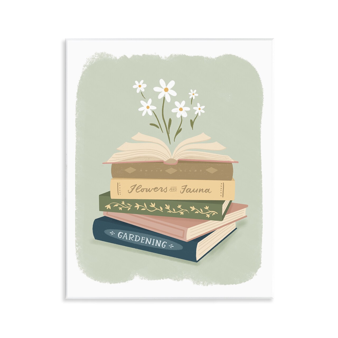 Stupell Industries Open Book Stack Gardening Theme Wall Plaque Art, design by Sandra Picco